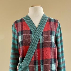 EUC Coral and Gray Matilda Jane Wrap Flannel Sweater Women’s Size